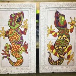 Lizards on ceramic tiles