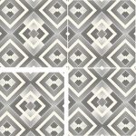 Decorative patterned floor tiles