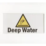 Australian-made porcelain pool depth marker seamlessly integrated into modern pool tiling.